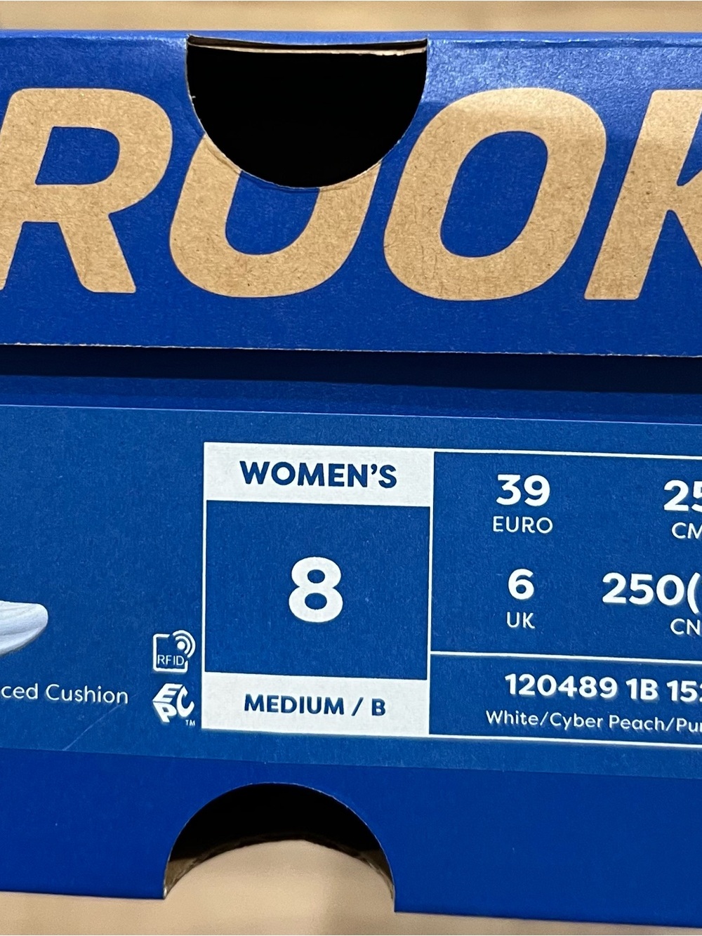Brooks Revel 9 White Running Shoes with Peach/Purple Highlights - Womens size 8 - Picture 5 of 5